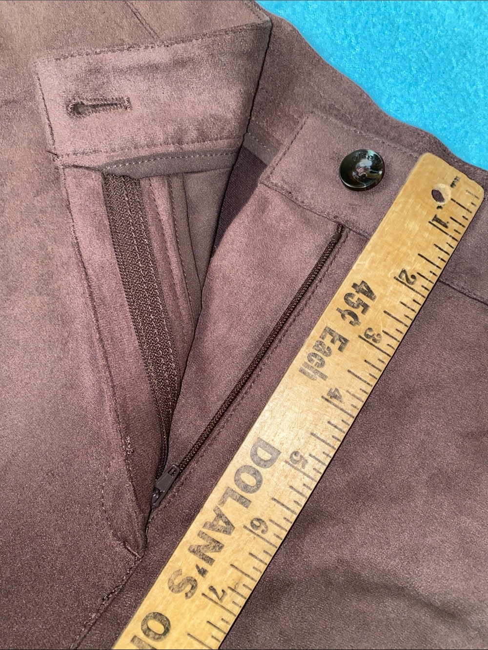 OLSEN Mona straight leg faux suede chocolate brown 2 pocket trousers NEW size 12 - Picture 11 of 13